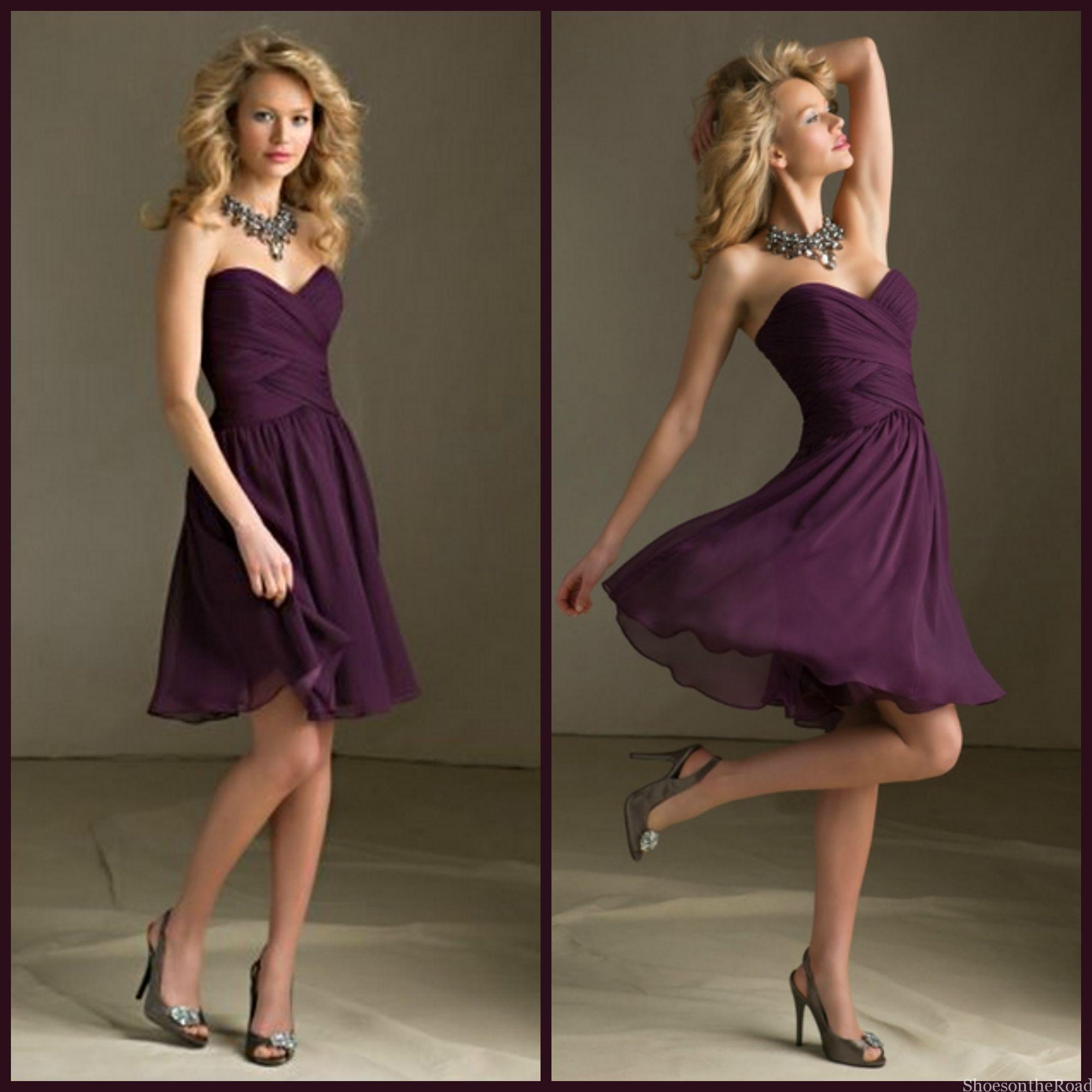 ectarean A-line Sweetheart Ruching Above Knee-length Chiffon Bridesmaid Dresses_shoesontheroad